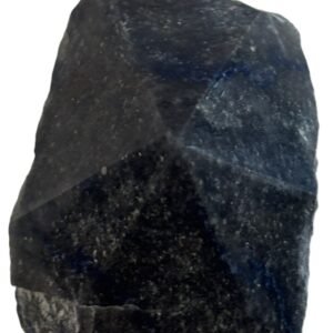 Natural dark blue aventurine standing point with polished facets and raw base sians emporium Dark blue aventurine crystal point featuring smooth polished facets at the top and a rough natural unpolished rock base on a white background